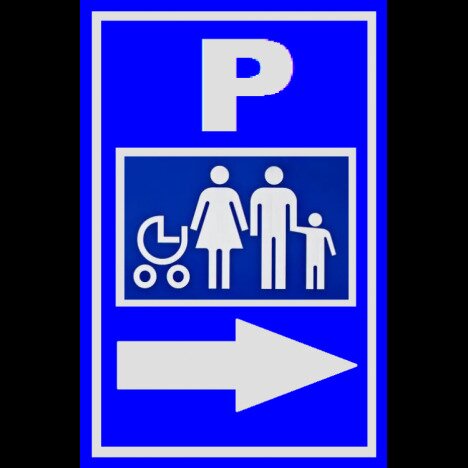 Placuta de parcare mama si copil cu sageata in dreapta