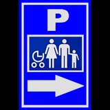 Placuta de parcare mama si copil cu sageata in dreapta